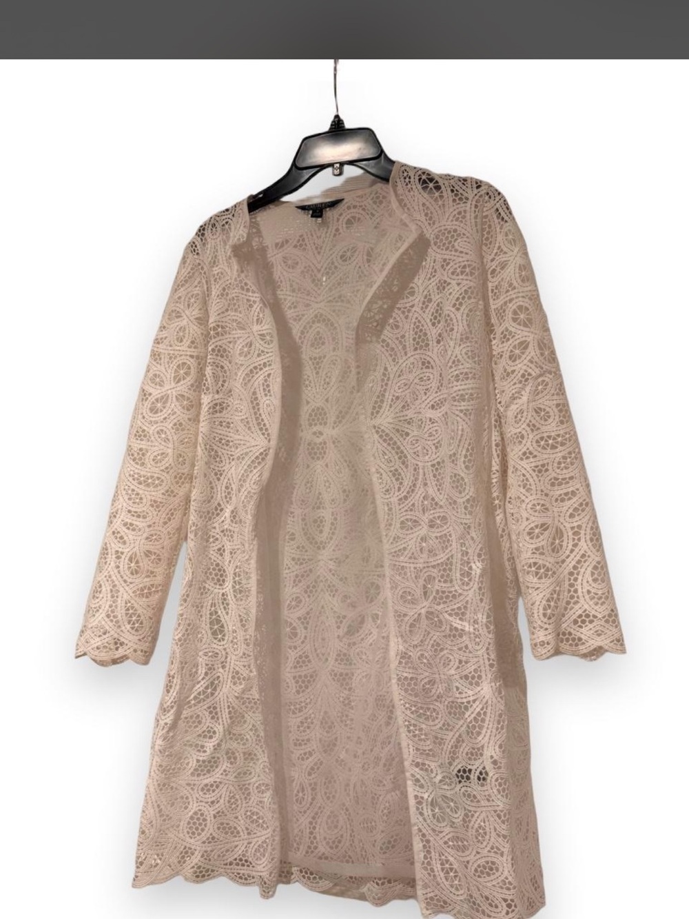 Lauren Ralph Lauren White Lace Longline Cardigan